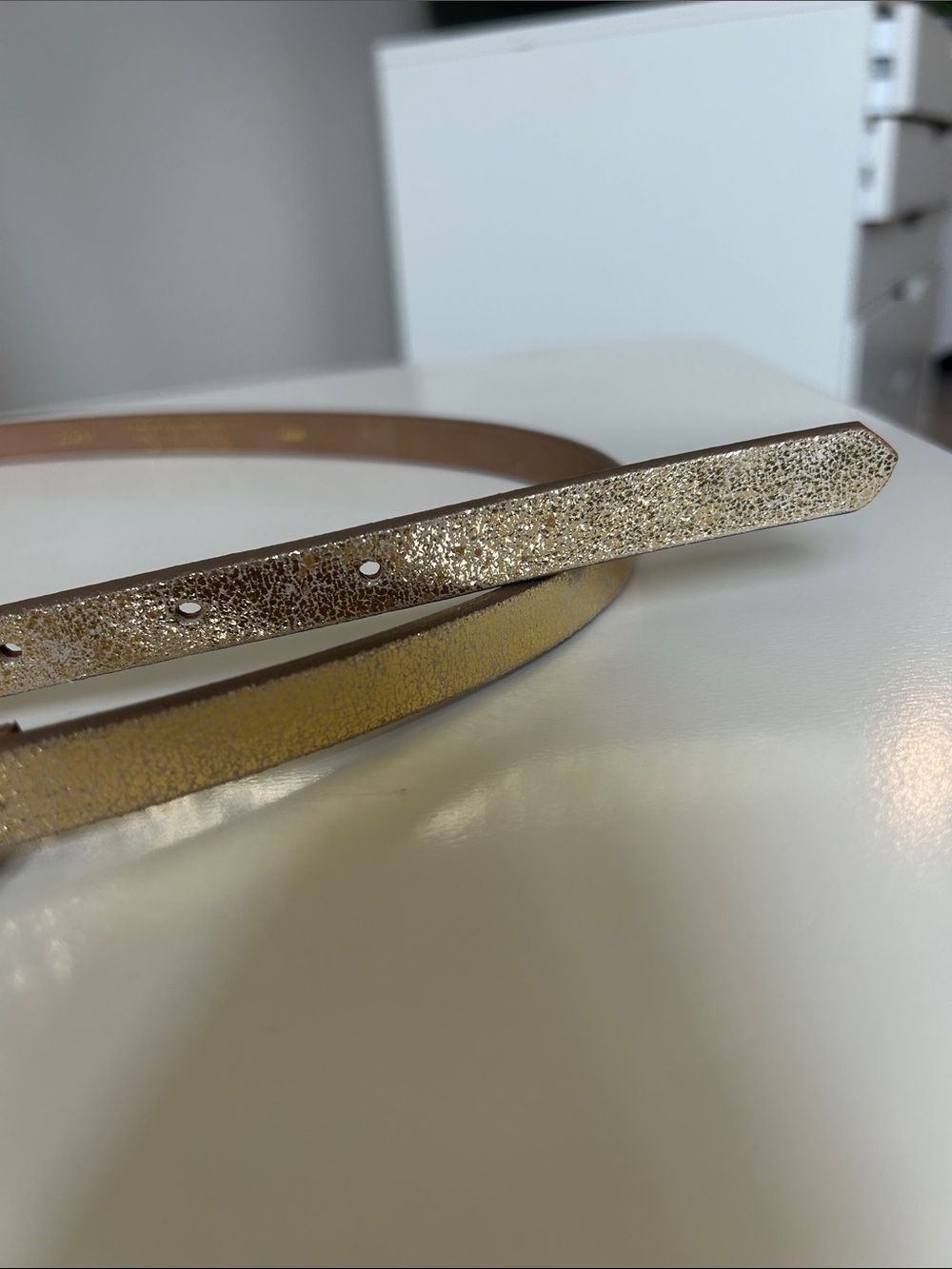 J. Crew Metallic Gold Skinny Leather Belt - Picture 4 of 14